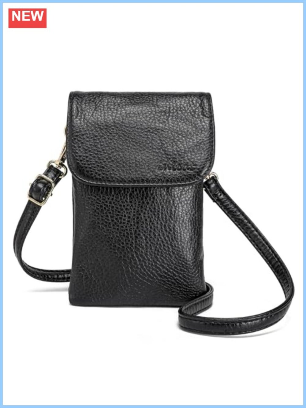 Vegan Leather Crossbody Bag Mini Multi-Pocket Phone Purse Adjustable Strap